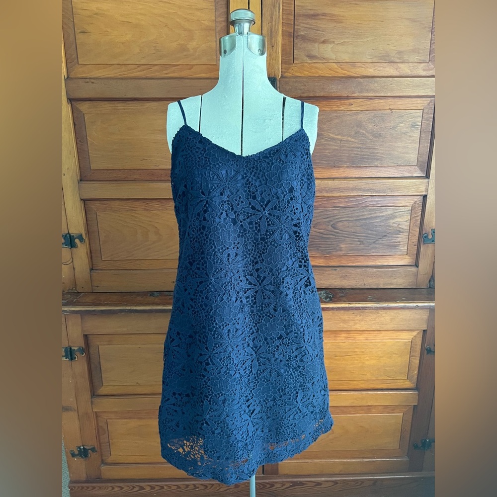 J. Crew Blue Crochet Slip Dress